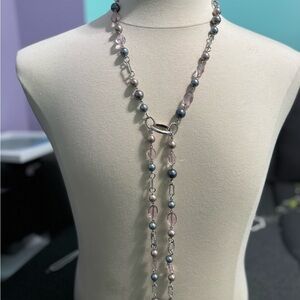 Versatile Pink and Silver Beaded Necklace
